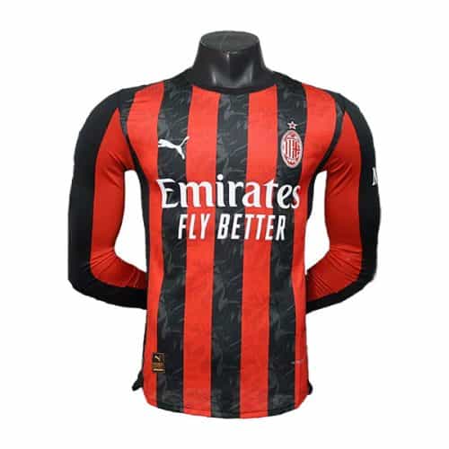 2025-2026 Ac Milan Home Player Version Long Sleeve Soccer Jersey