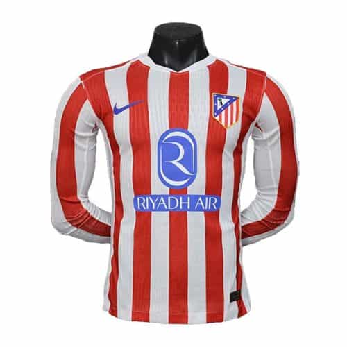 2025-2026 Atletico Madrid Home Player Version Long Sleeve Soccer Jersey