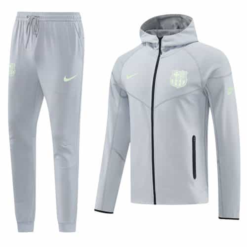 2025-2026 Barcelona Hoodie Jacket + Pants Training Suit Gray