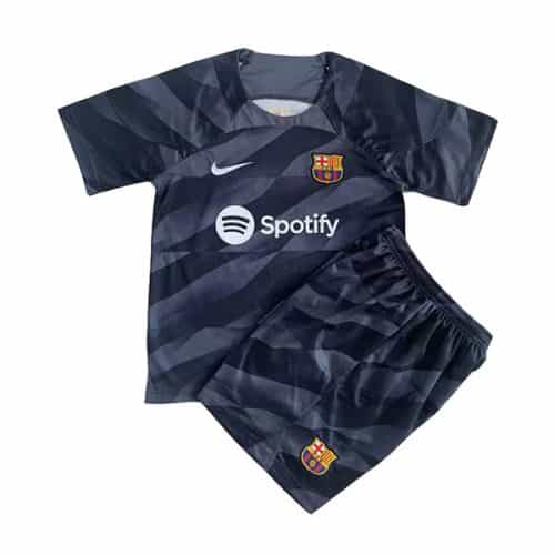 Kids 2023-2024 Barcelona Goalkeeper Soccer Kit