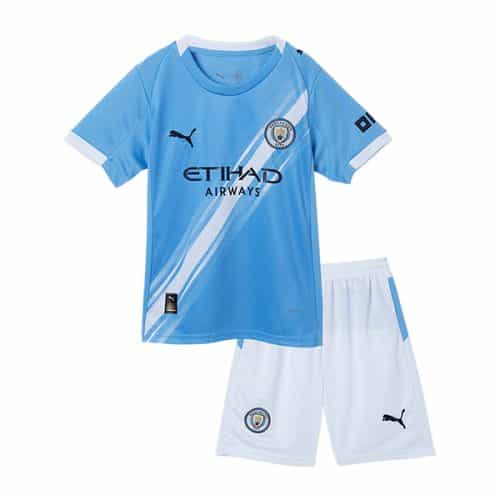 Kids 2025-2026 Manchester City Home Soccer Kit