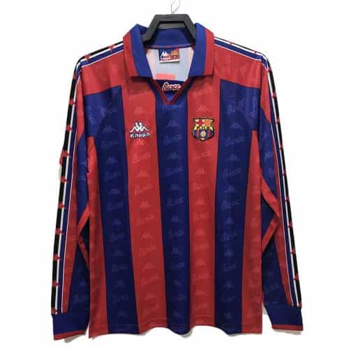 Retro 1996-1997 Barcelona Home Long Sleeve Soccer Jersey