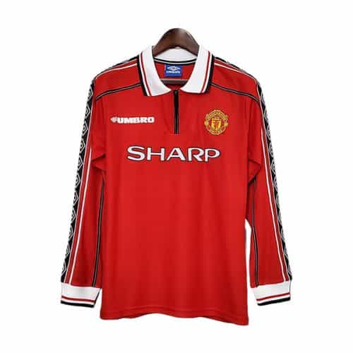 Retro 1998-1999 Manchester United Home Long Sleeve Soccer Jersey