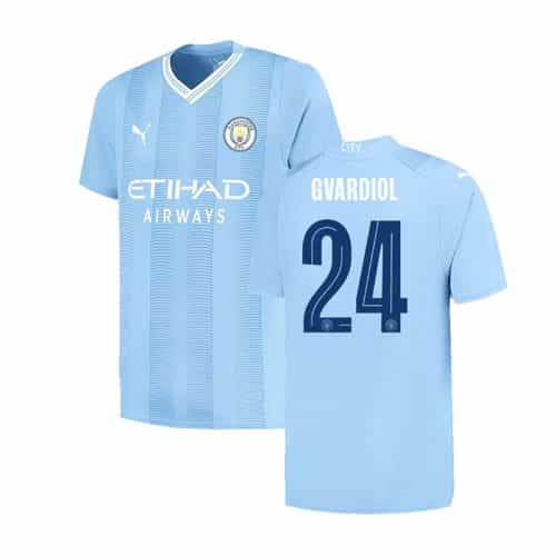 Ucl 2023-2024 Manchester City Gvardiol #24 Home Soccer Jersey
