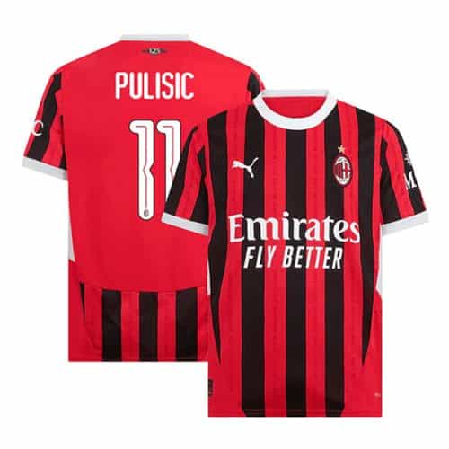 Ucl 2024-2025 Ac Milan Pulisic #11 Home Soccer Jersey