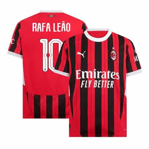 Ucl 2024-2025 Ac Milan Rafa Leao #10 Home Soccer Jersey