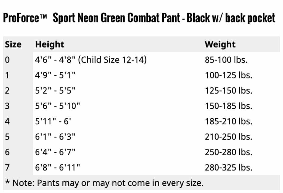 Proforce SportĀ® Neon Green Combat Pants 8 Oz. Black W/ Back Pocket