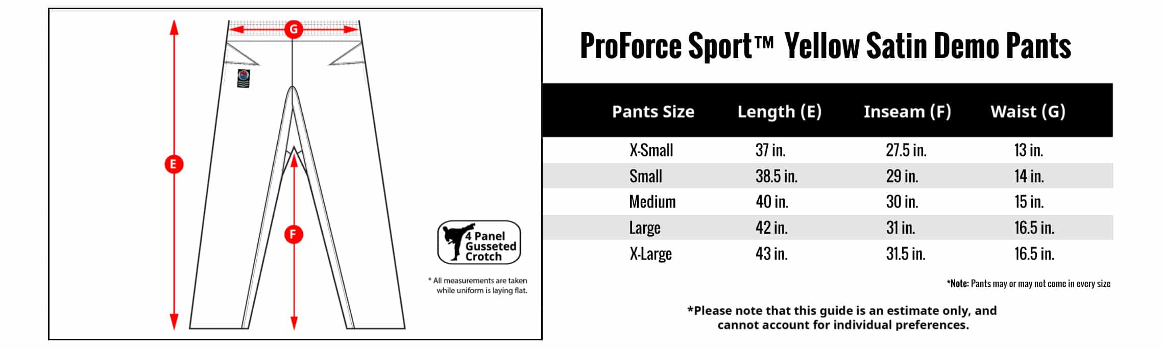 Proforce Sport® Satin Demo Pants Yellow W/ Side Pockets