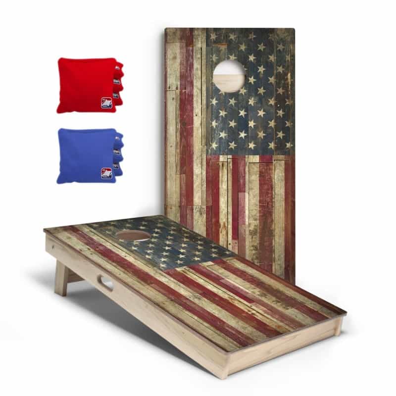 Rustic United States Flag Star 2X4 Regulation Cornhole Bundle