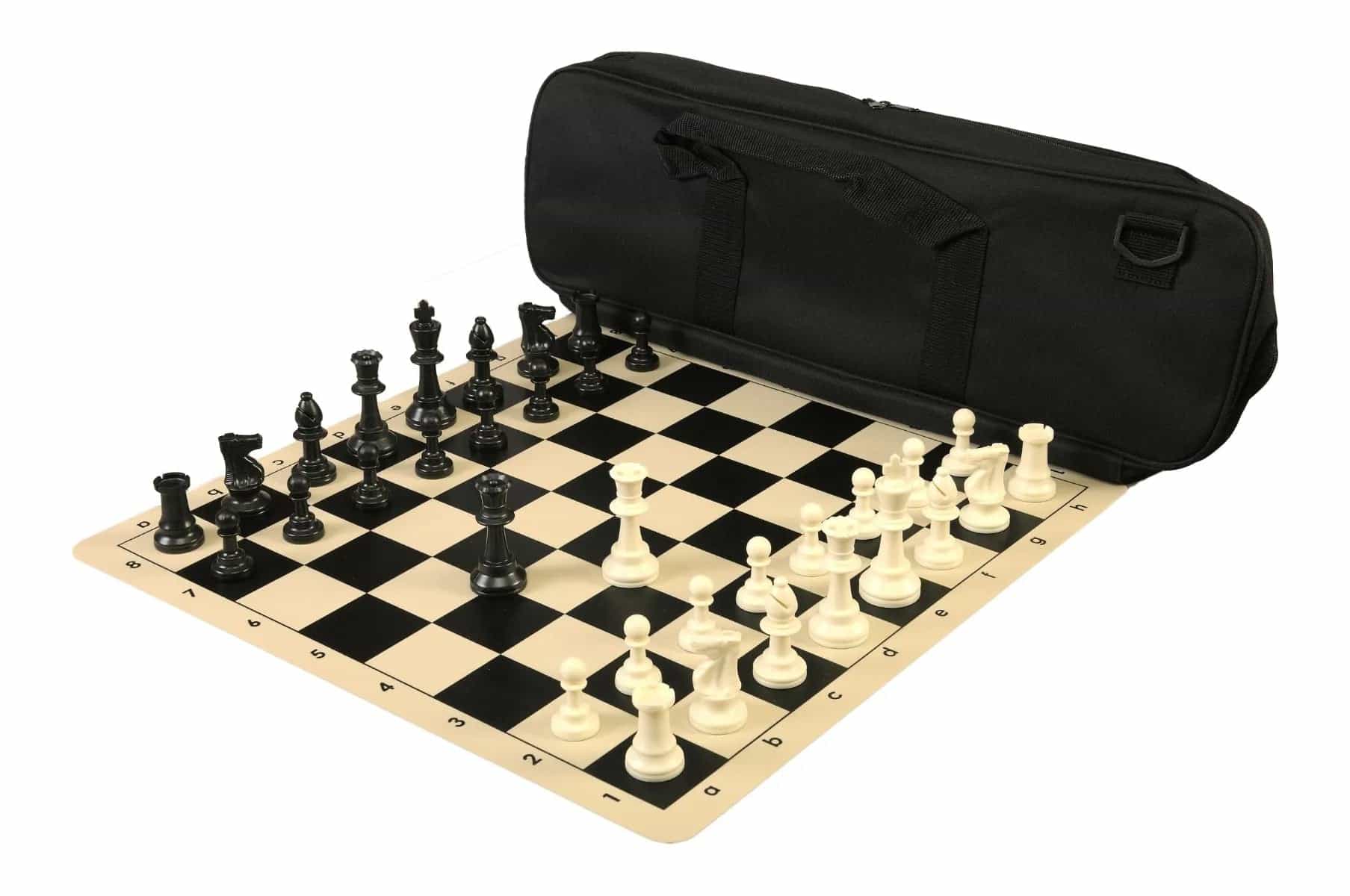 Deluxe Chess Set Combination And Triple Weighted Regulation Pieces | Silicone Chess Board | Deluxe Bag