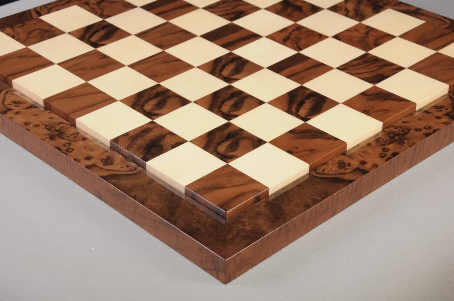 Walnut Burl & Maple Superior Contemporary Chess Board