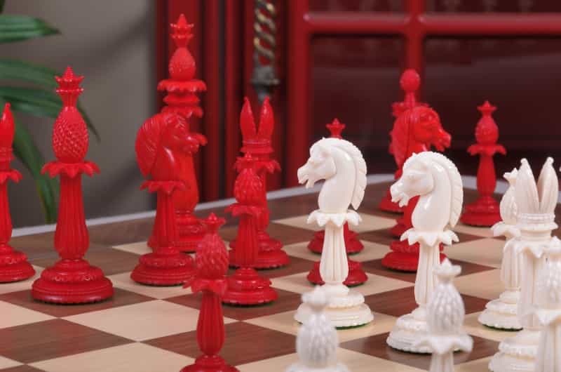 Imperfect Lund Anglo-Indian Reproduction Bone Chess Pieces