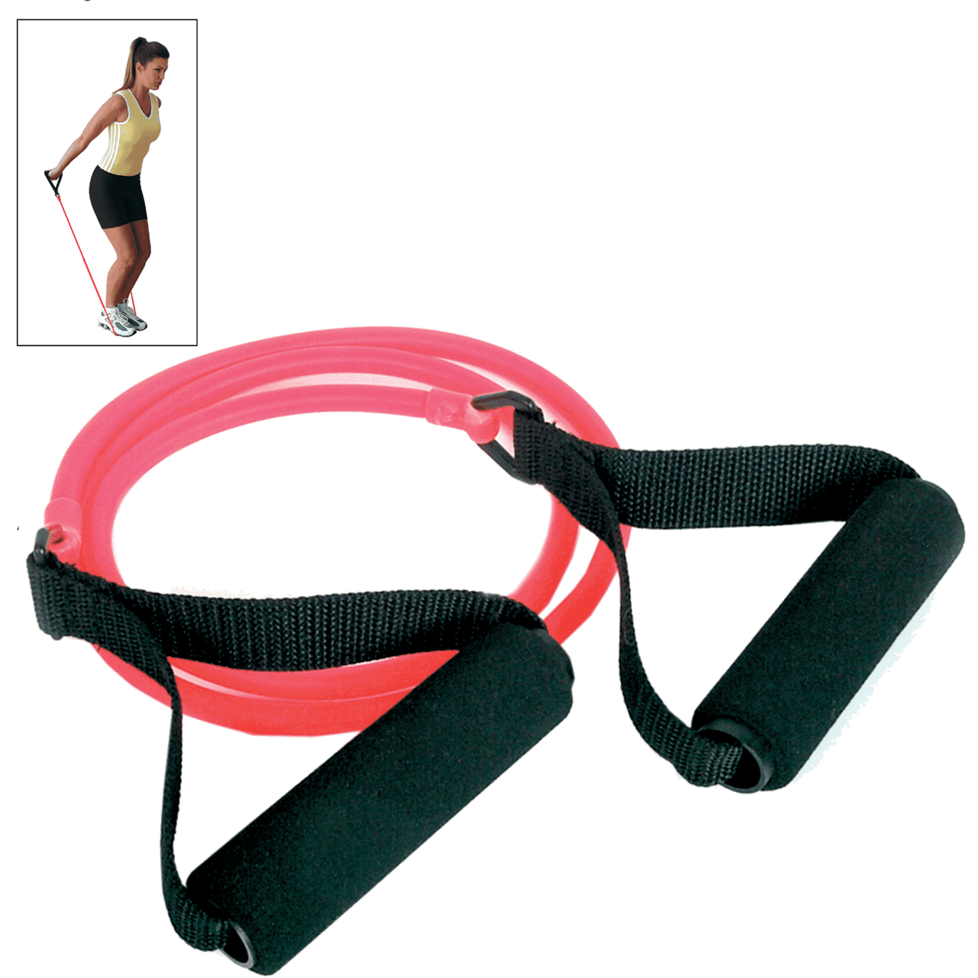 Resistance Tube With Foam Grips, Medium 8.5 - 10 Lbs, Red