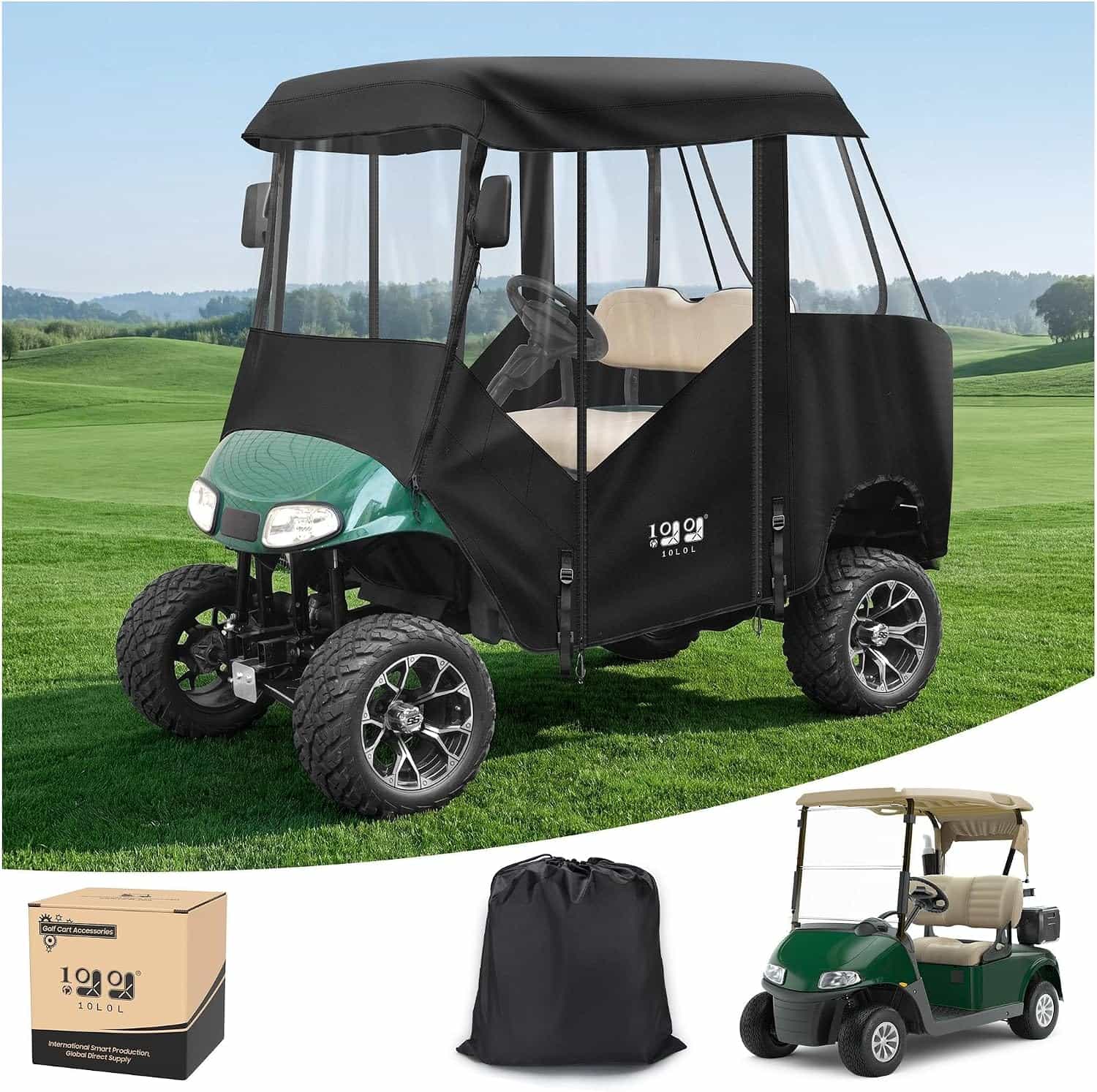 10L0l Golf Cart Enclosure For Ezgo Txt & Rxv | 2 & 4 Passenger 600D Waterproof
