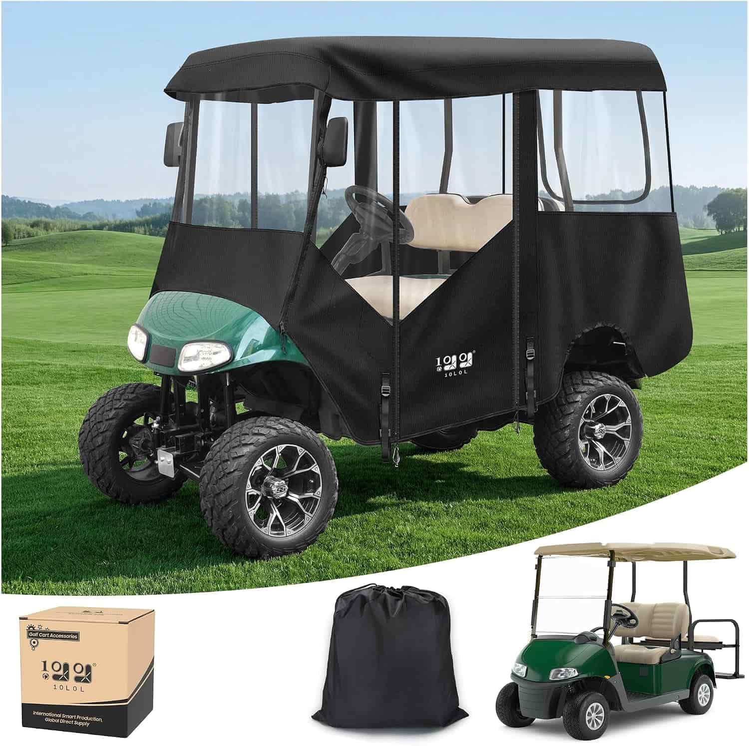 10L0l Golf Cart Enclosure For Ezgo Txt & Rxv | 2 & 4 Passenger 600D Waterproof
