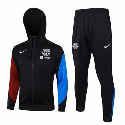 2024-2025 Barcelona Hoodie Jacket + Pants Training Suit Black