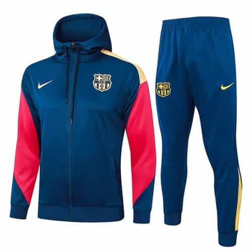 2024-2025 Barcelona Hoodie Jacket + Pants Training Suit Blue