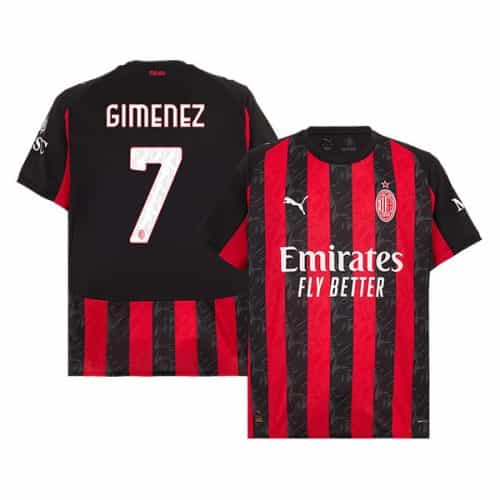 2025-2026 AC Milan Gimenez #7 Home Soccer Jersey